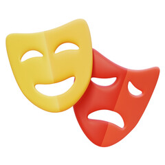 3D Claymorphism Comedy and Tragedy Theater Masks