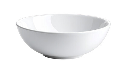 Plain white ceramic bowl with a rounded shape, isolated against a black background