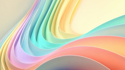 Gradient curve background with pastel rainbow on blurred background