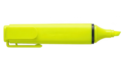Isolated yellow highlighter pen illustration on transparent background