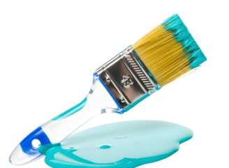 Paintbrush with blue paint