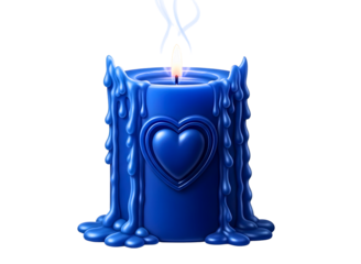 Blue candle with heart shape
