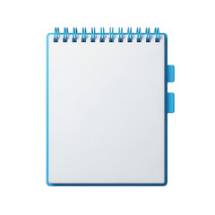 Isolated notepad with spiral binding and blue accent on transparent background