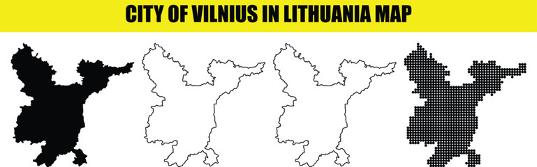 City of vilnius in lithuania map vector illustration with silhouette outline and dotted shapes for geography and branding © Ehan