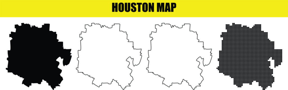 houston map silhouette outline dot vector city graphic geographic region texas city outline graphic
