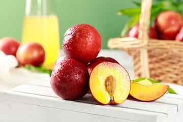 Fresh Red Nectarines with Yellow Flesh and Juice