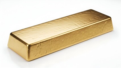 A gold bar decoration isolated on a white background showcases luxury and wealth.