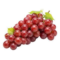 Fototapeta premium Fresh red grapes bunch with vibrant green leaves, ripe and juicy