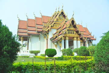 The Wat Thai Buddhagaya temple is a significant example of Thai architecture in India, featuring sloped, curved roofs, It is situated near the Mahabodhi Temple that site of Buddha's enlightenment