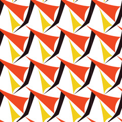 Abstract seamless pattern with bold orange yellow and black geometric triangles