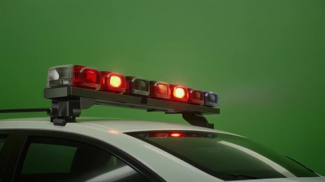 Police car lights flashing on top of vehicle