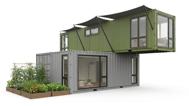 Modern stacked container house design a sustainable 3D architectural project
