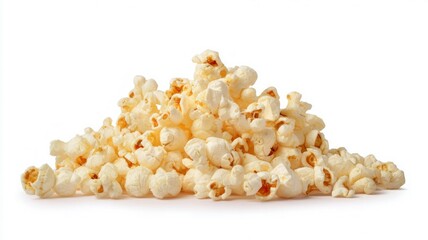 Pile of popcorn on white background. AI image