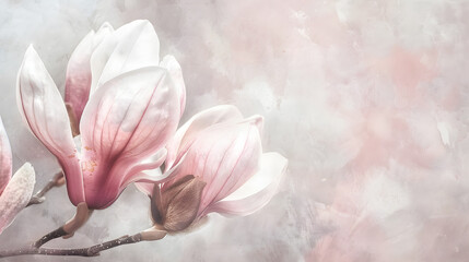 watercolor close-up magnolia bud soft pink