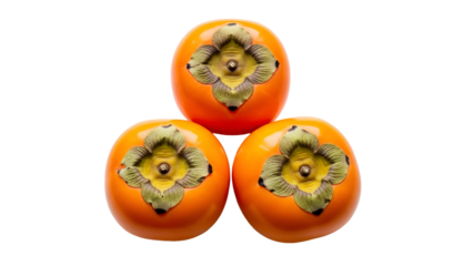 Three persimmons isolated on transparent background