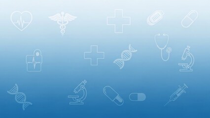 Medical Science Background with DNA and Health Icons.