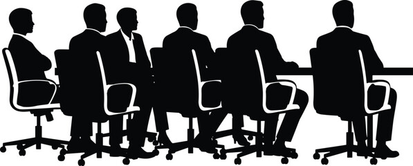 business meeting silhouette corporate teamwork office conference discussion professional people sitting boardroom management concept illustration