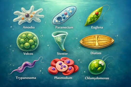 List of Unicellular Organisms Illustration