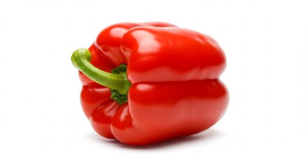 Juicy red bell pepper gleaming vibrantly under pristine soft light creating a clean studio shot. AI Generated
