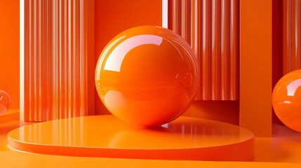 Exploring Abstract Geometry: Orange Shapes in a Floating Composition
