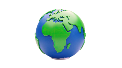 Globe Showing Continents Isolated on White Background