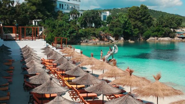 Ksamil Beach in Albania on sunny day