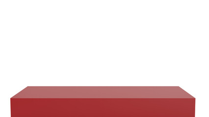 Empty Red Display Shelf with Transparent Background