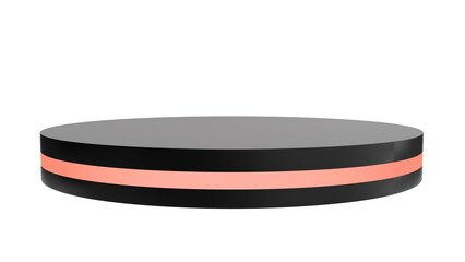 Black Pedestal with Pink Highlight on Transparent Background