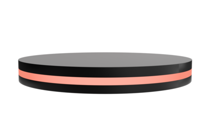 Black Pedestal with Pink Highlight on Transparent Background