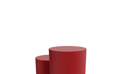 Red Cylindrical Pedestals on Transparent Background