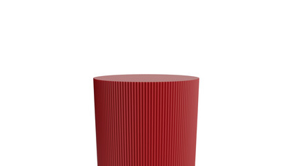 Red Cylindrical Pedestal on Transparent Background