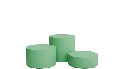 Green Cylindrical Podiums on Transparent Background