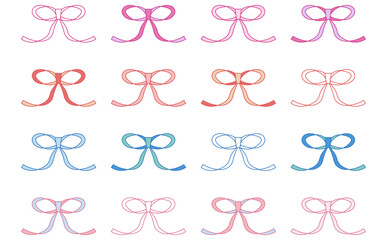 カラフルな手描きリボンのアイコンセット 装飾やあしらいのベクター素材集 © Sachi