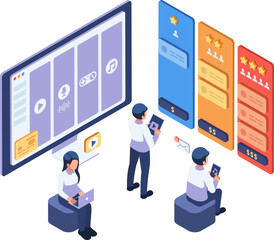 Isometric User Choosing Digital Subscription Plans