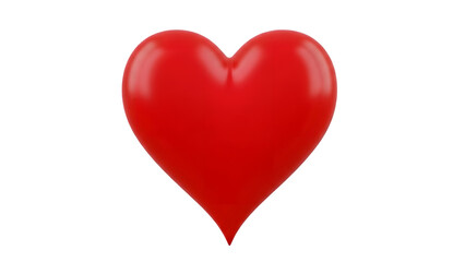 A bright red heart shape on a plain transparent background symbolizing love