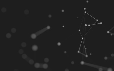 Abstract background. Molecules technology with polygonal shapes, connecting dots and lines. Connection structure. Big data visualization.