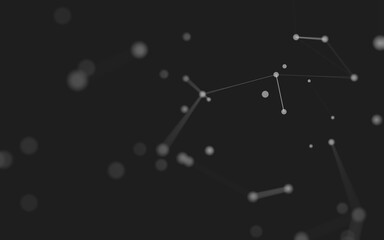 Abstract background. Molecules technology with polygonal shapes, connecting dots and lines. Connection structure. Big data visualization.