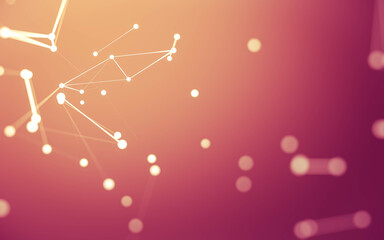 Abstract background. Molecules technology with polygonal shapes, connecting dots and lines. Connection structure. Big data visualization.