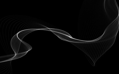 Dark abstract background with a glowing abstract waves