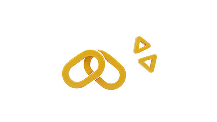 Abstract Yellow Shapes: Interlocking Links and Triangles