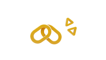 Abstract Yellow Shapes: Interlocking Links and Triangles