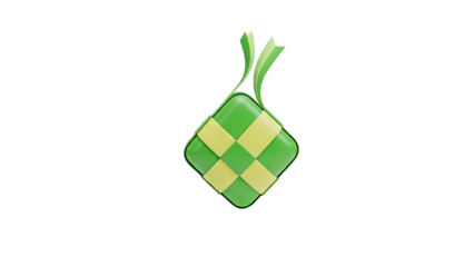 Green and Yellow Ketupat Icon on White Background