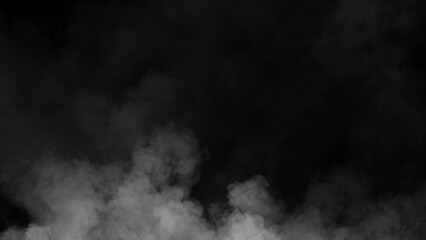 Fototapeta premium Abstract misty fog on isolated black background. Smoke stage studio. Texture overlays. The concept of aromatherapy.