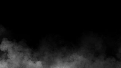 Fototapeta premium Abstract misty fog on isolated black background. Smoke stage studio. Texture overlays. The concept of aromatherapy.
