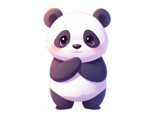 Fototapeta premium Cute Standing Panda Character with Gentle Expression 