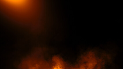 Abstract fire misty fog on isolated black background. Smoke stage studio. Texture overlays. The concept of aromatherapy.