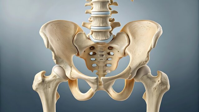 Anatomical model of the human pelvis and spine