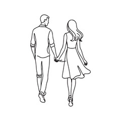 Elegant line drawing of a couple.