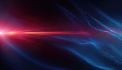 Intense red light beam pierces through glowing blue ethereal waves