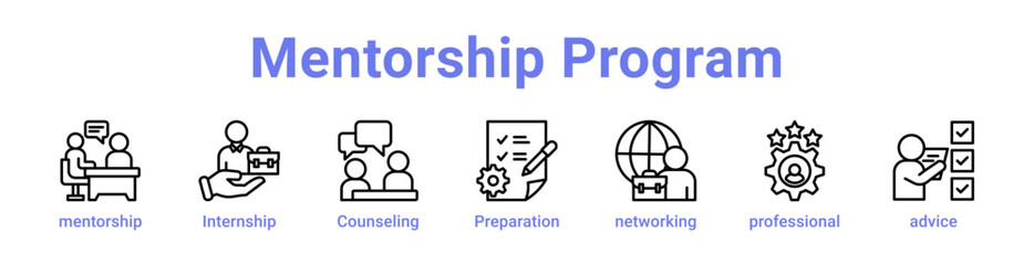 Mentorship Program Icon Banner and Collection
